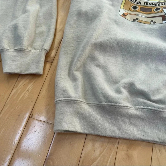 Morgan Wallen Crew Neck Sweatshirt sz Large Cassette Tapes Wasted On You Beige - Picture 5 of 9